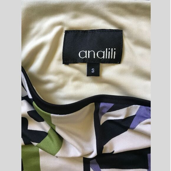 Analili Colorful Mini Dress Geometric Print Kimono Sleeves Stretch Size Small - Picture 8 of 9